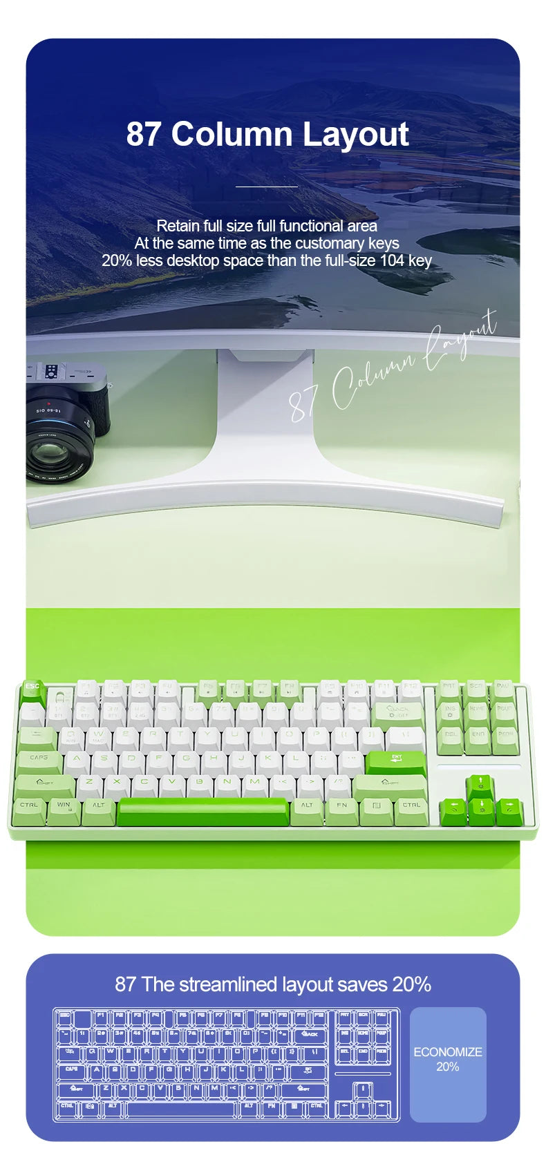 SMAILWOLF MK87 teclado mecânico sem fios Bluetooth para e-sports, com teclas completas, hot-swap e personalização