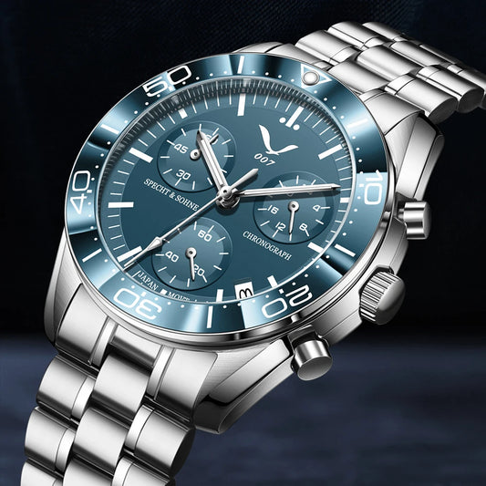 New 007 Specht&Sohne Sports Watches for Men Top Brand Luxury Steel Wrist Watch Fashion Japan VK68 Chronograph