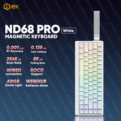 IROK ND63 Max ND63 Ultra ND68 Pro Gaming Magnetic Mechanical Keyboard 60% Layout RT0.001mm 8K 0.125ms Delay Wired Gamer Keyboard