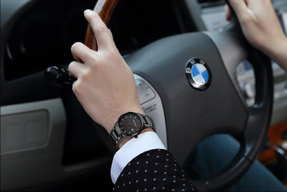 Hannah Martin férfi karóra, rozsdamentes acél tok, kvarc szerkezet, 41 mm-es számlap, üzleti stílus, naptárkijelzéssel (utánzat)