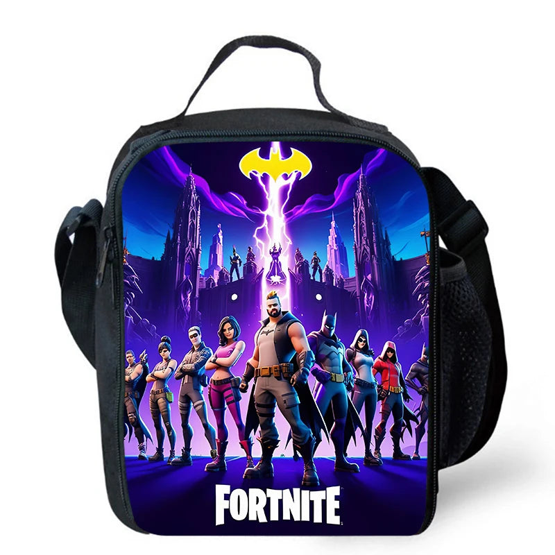 Fortnite-Cartoon-Lunchbag, tragbare isolierte Lunchbag, wiederverwendbare Tasche zur Aufbewahrung von Lebensmitteln, geeignet für Kinder und Schüler.