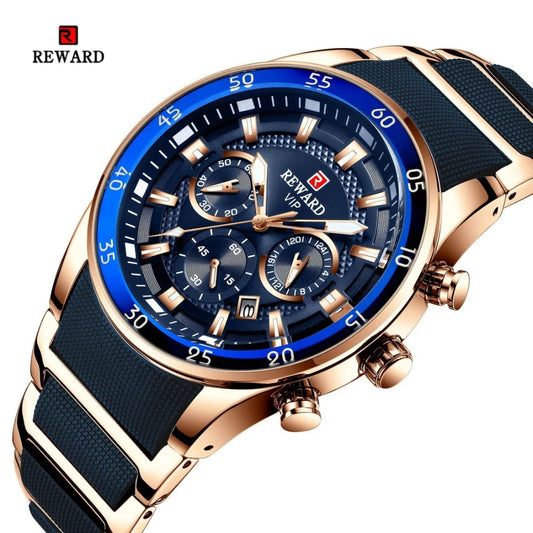 REWARD Men's Watches 81011M Sports Silicone Quartz Men's Watch Waterproof Calendar Chronograph Luminous Watches Men
