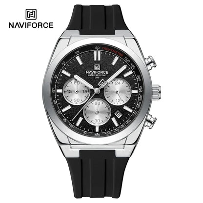 NAVIFORCE men’s wristwatch – Luxury and sporty style, quartz movement, 24-hour display, date window, chronograph, water-resistant – Gift idea for men