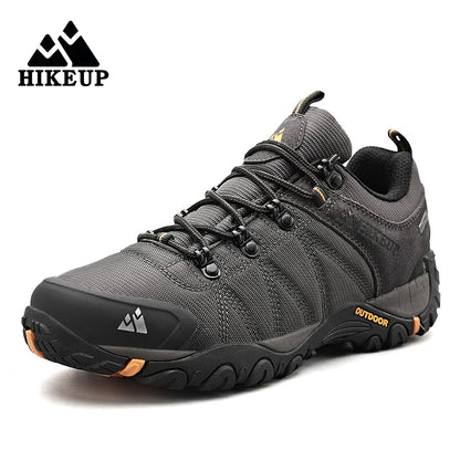 HIKEUP fire-sæsons vandresko til mænd, udendørssport, ægte læder, slidstærke klatresko, gummisål, trekking-sneaker