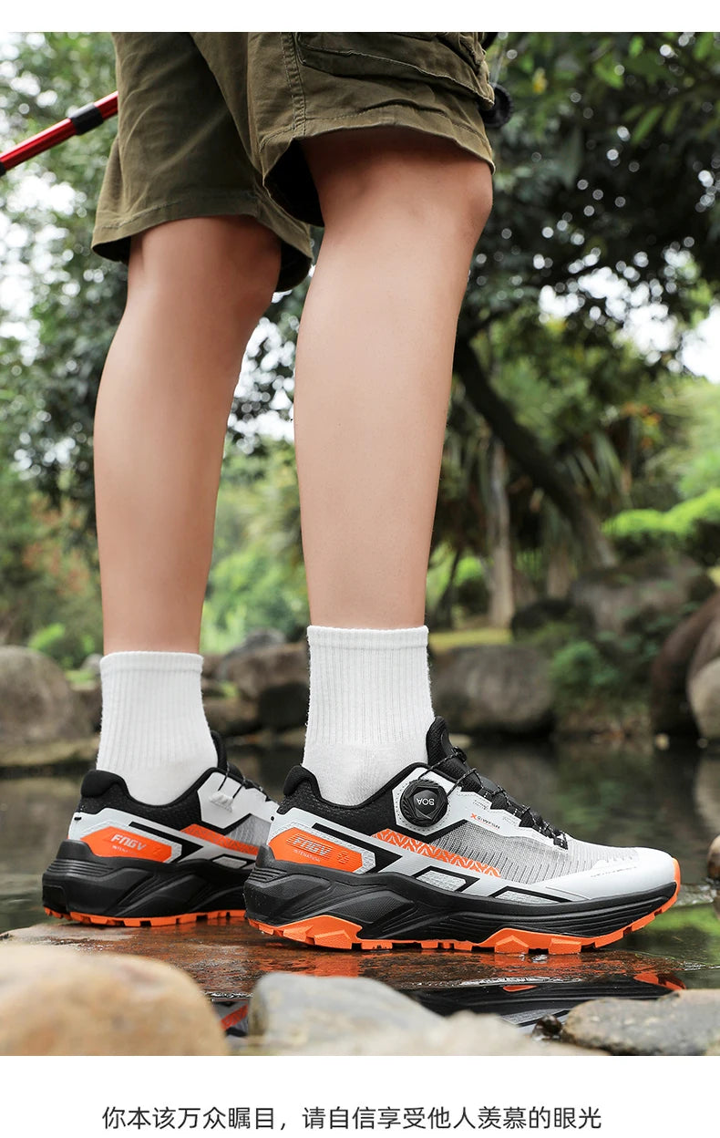 Spring & Summer Men's Running Shoes Outdoor Hiking, Wear-Resistant Trail Shoes with BOA Closure, Breathable Sports & Casual Style