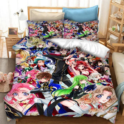 Moderna 3D tiskana anime Code Geass navlaka za poplun, 2/3-dijelni set posteljine, Double Twin Full Queen King, za odrasle i djecu, navlaka za prekrivač