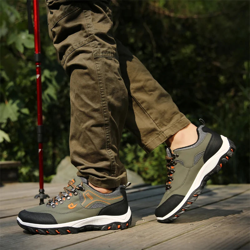 Sapatos casuais em pele para homem, ténis leves de caminhada para primavera, outono e inverno