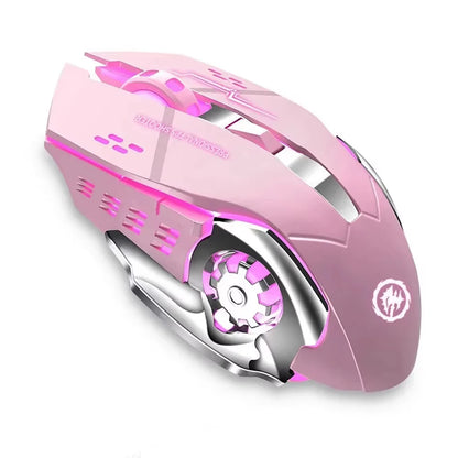 Ratón gaming Mecha inalámbrico Bluetooth 2.4G USB, recargable, silencioso y retroiluminado, ratón ergonómico para oficina, accesorios de juego