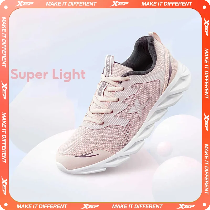 Pantofi de alergare Xtep, pantofi sport antiderapanti și moi pentru femei, cu parte superioară din piele, cu amortizare a șocurilor, adidași pentru femei 879318110073