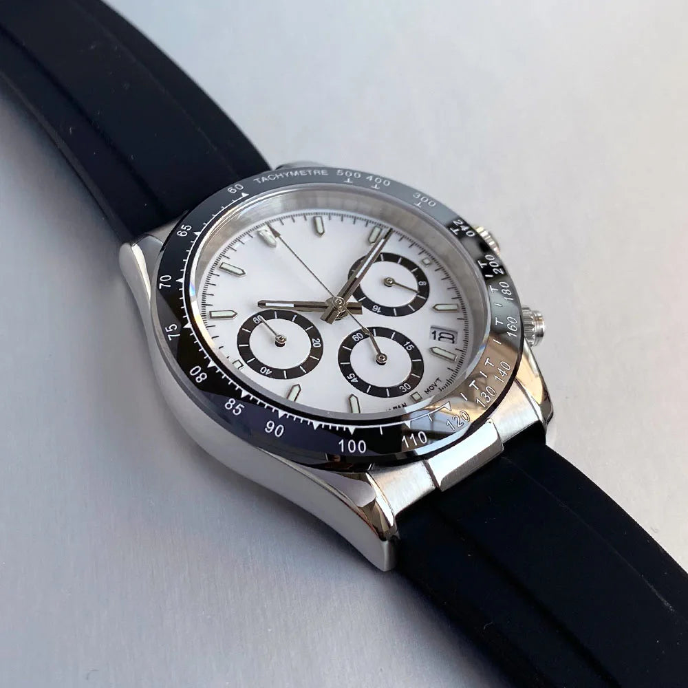 Luxury VK63 Men's Watch Quartz Movement Business Stop Watches 39mm Steel/Rose Gold Date Luminous Dial Fully Chronograph