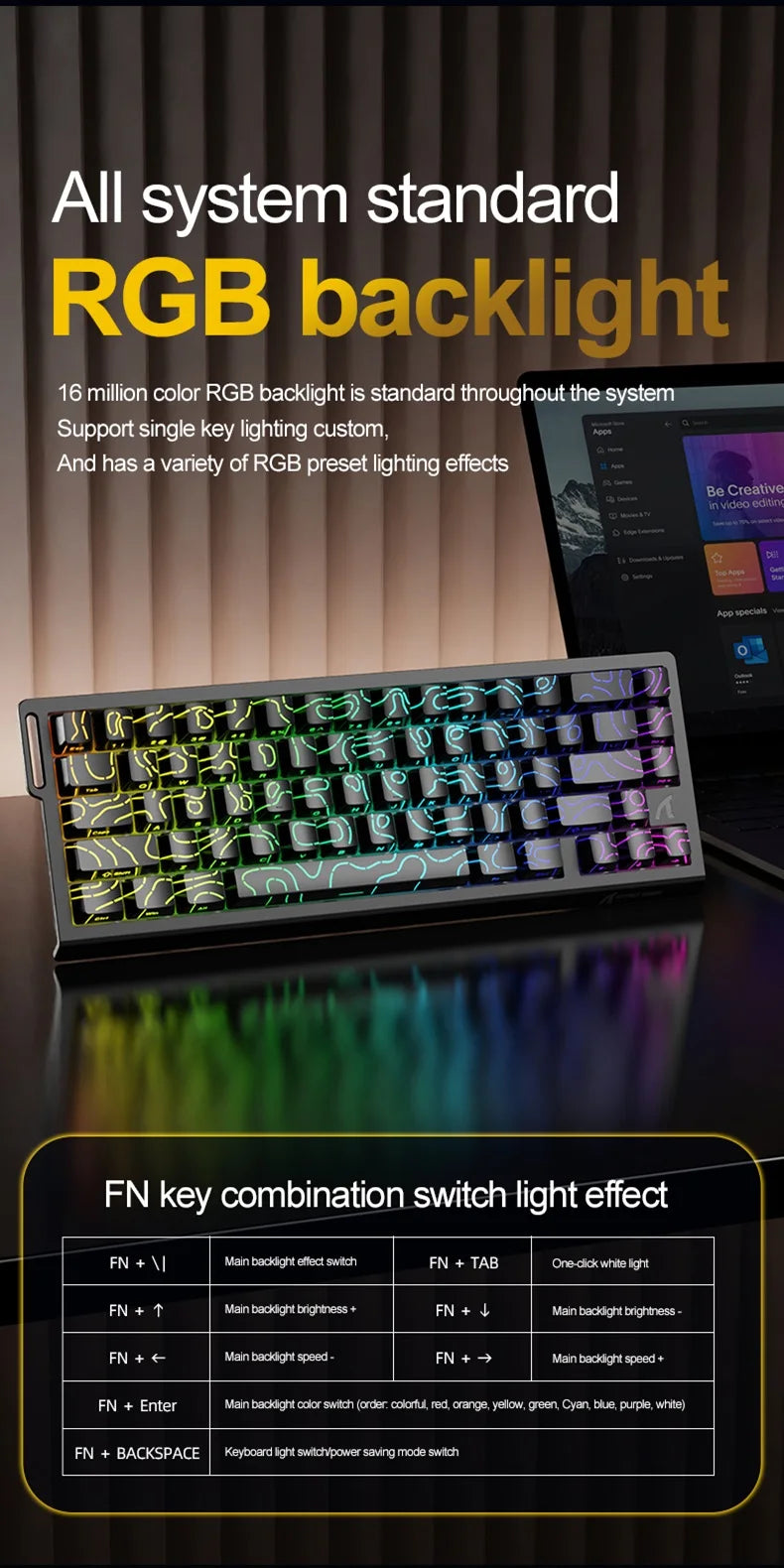 ATTACK SHARK X68HE Esports magnetic axis keyboard 8KHz return rate,total area 0.01mm,and 0.125ms rate class Ultra-low latency