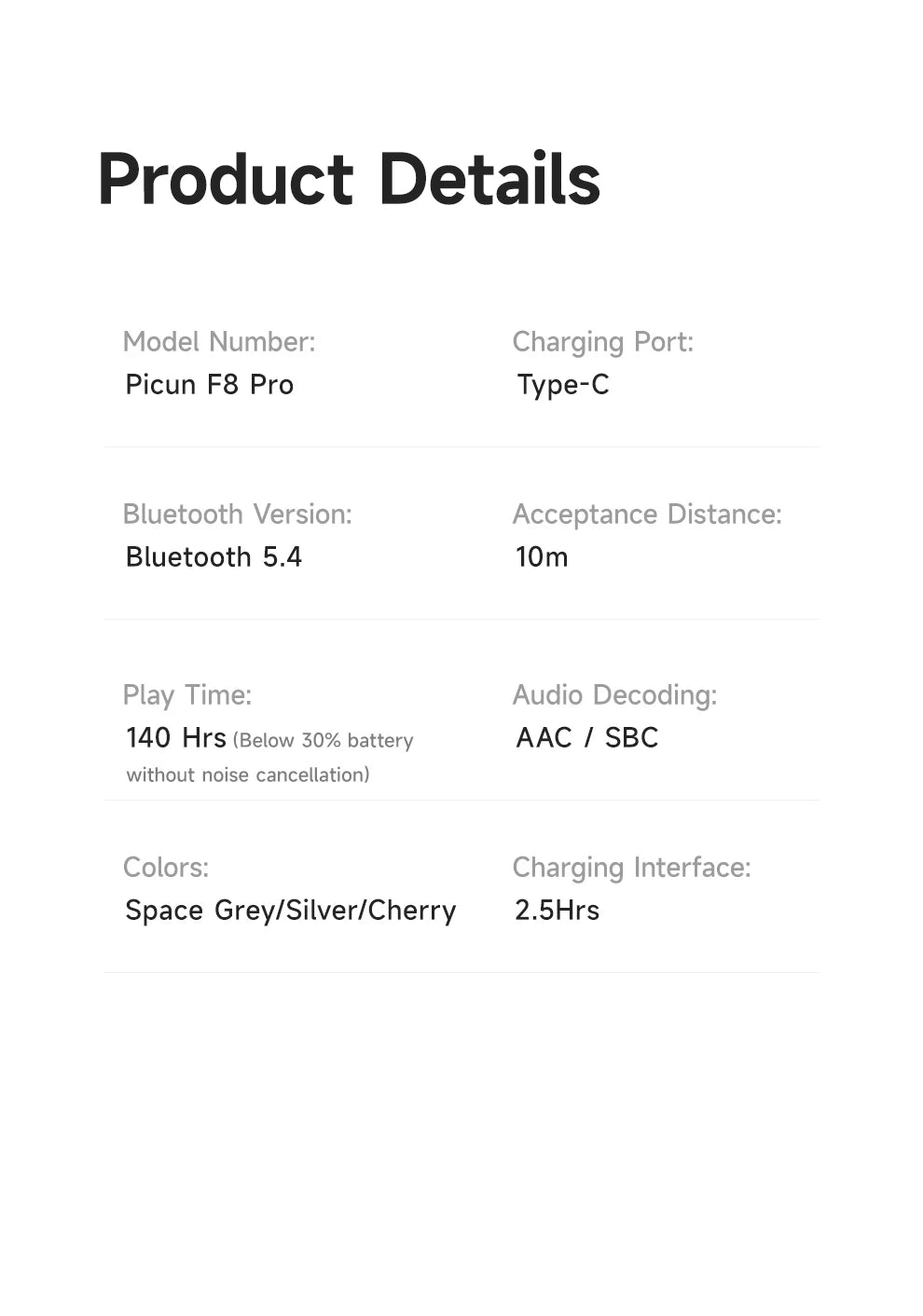 Auscultadores Sem Fios Picun F8 Pro ANC com Seguimento da Cabeça, Áudio Espacial 3D, ANC -52dB, Auscultadores Bluetooth HIFI com Microfone HD ENC, Baixa Latência e APP