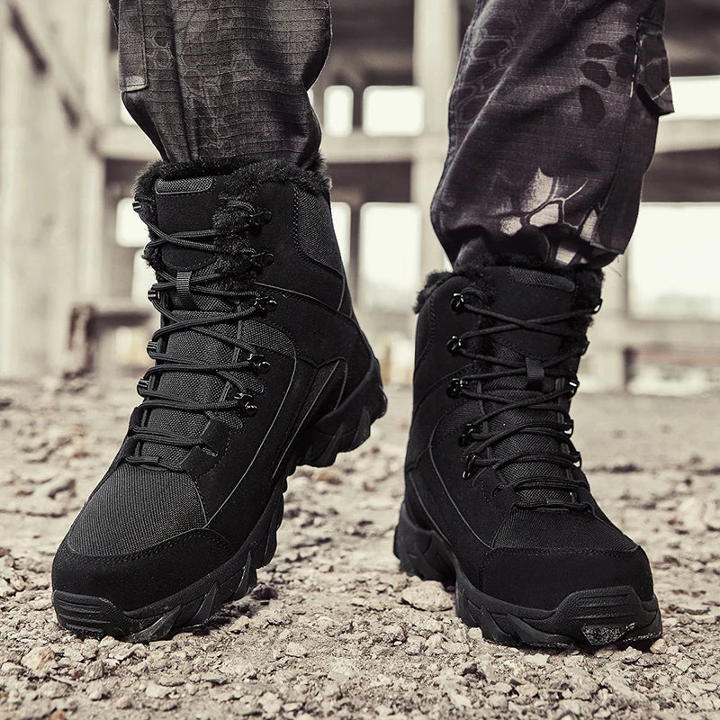 Chaussures de neige antidérapantes pour hommes, bottines montantes à plateforme, confortables et chaudes, bottes d'hiver pour hommes, bottes de couture dans le désert