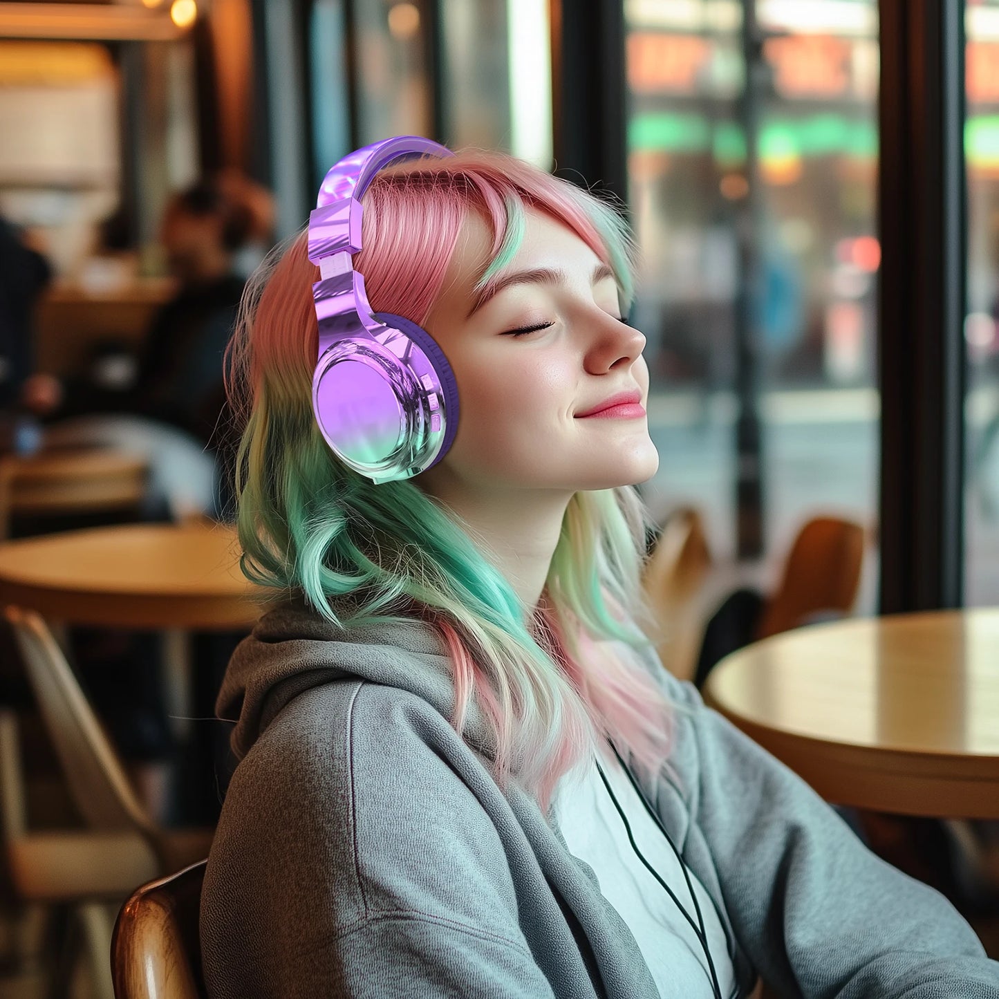 Gradient Kids Bluetooth Headphones Over Ear Girls Wireless Headphones With Mic Foldable Lightweight Headset For School Travel