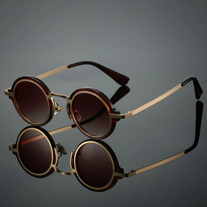 New Retro Small Round Frame Sunglasses for Men's Personalized Steampunk Outdoor Driving Sunglasses Street Photography