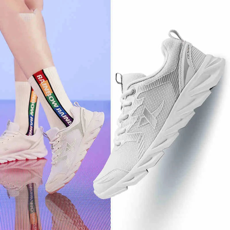 Pantofi de alergare Xtep, pantofi sport antiderapanti și moi pentru femei, cu parte superioară din piele, cu amortizare a șocurilor, adidași pentru femei 879318110073