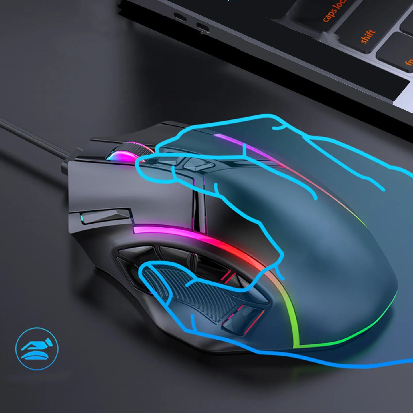 Gaming Mouse RGB Wired Mouse 12800 DPI 12 Keys Macro Definition Computer Replacement Accessories Photoelectric Working