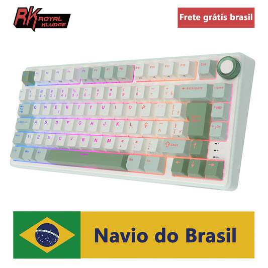 Royal Kludge RK R75 Brazilian Mechanical Keyboard Gasket Wired Gamer Keyboard Hot-swappable 80 Keys RGB Backlit MDA PBT Keycaps