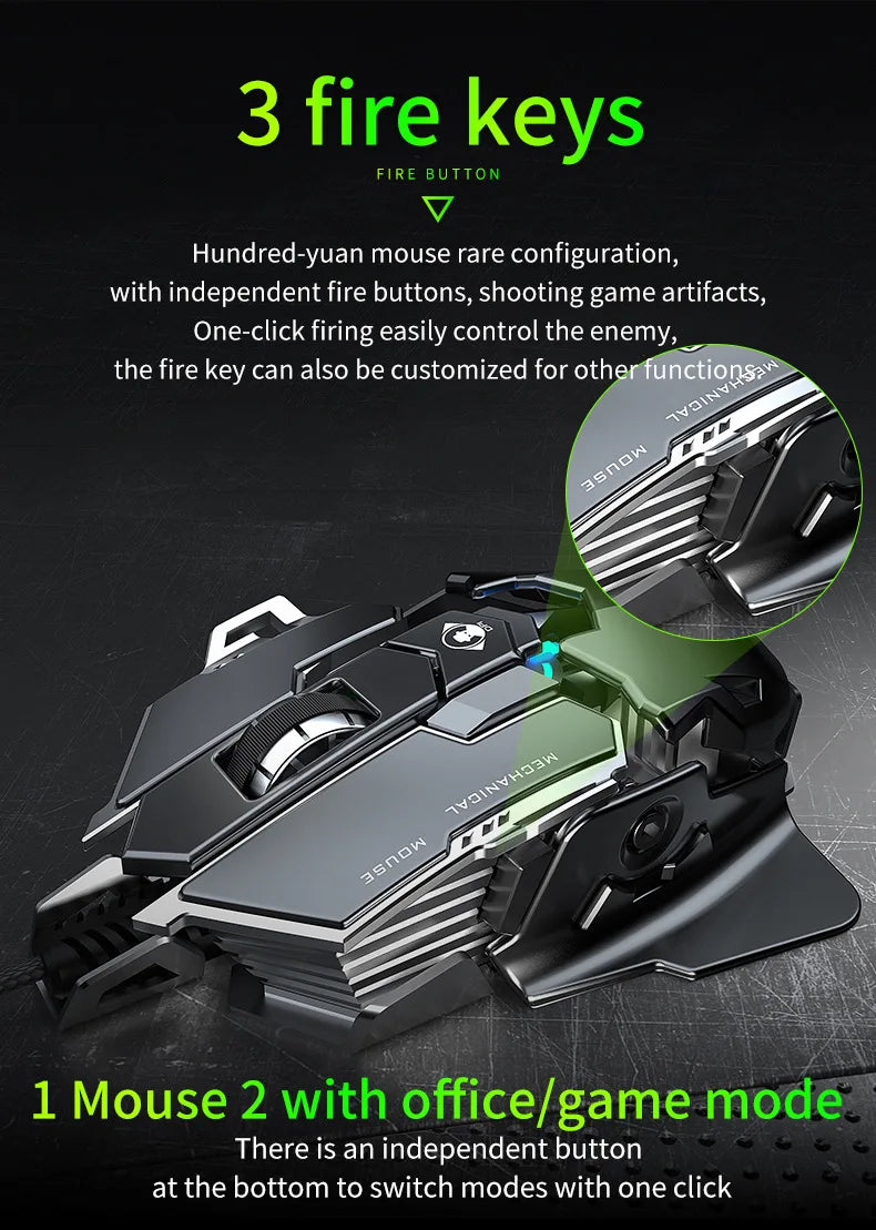 Mechanical Metal Gaming Mouse Wired Ergonomic RGB Backlit Game Mouse 12800 DPI Optical USB Mouse Computer Mouse For Desktop PC