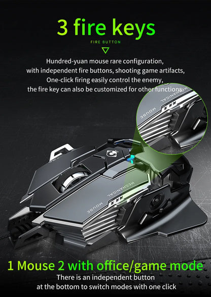 Mechanical Metal Gaming Mouse Wired Ergonomic RGB Backlit Game Mouse 12800 DPI Optical USB Mouse Computer Mouse For Desktop PC