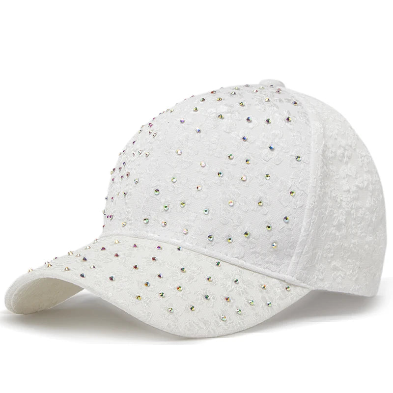 CNTANG vasarinės moteriškos beisbolo kepurės su dirbtiniais deimantais, gėlių siuvinėjimais, moteriškos „snapback“ stiliaus mados dizainerių saulės kepurės, hip-hopo stiliaus Y2K kepurės