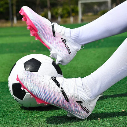 Men Turf Soccer Shoes Cleats Professional Football Boots Breathable Mesh Youth Soccer Anti Skid Male Sneakers Society Chuteira