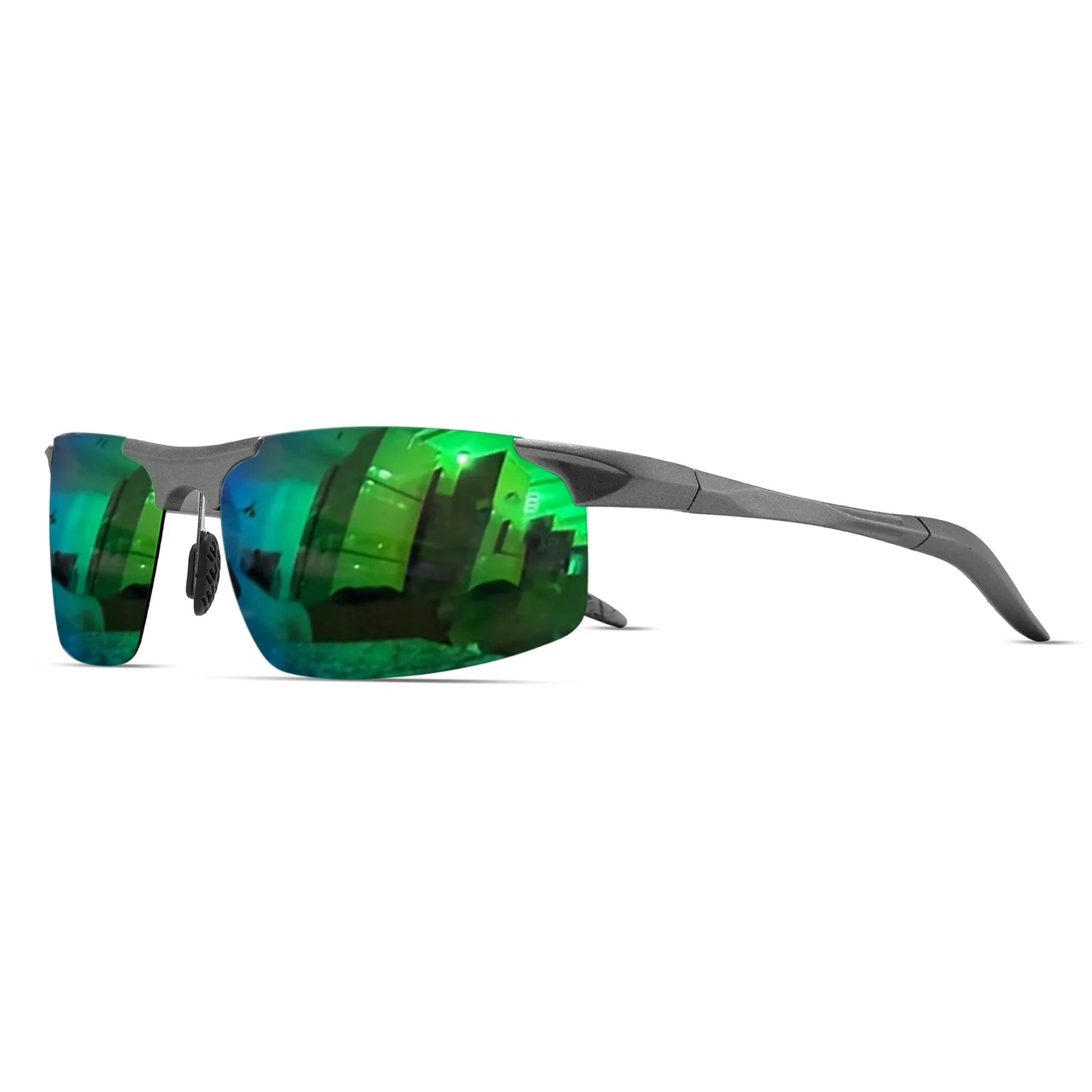 Classic Retro Semi-Rimless Square Polarized Sunglasses - Lightweight PC Frame & Spring Hinges, UV400 Unisex for Driving, Fishing