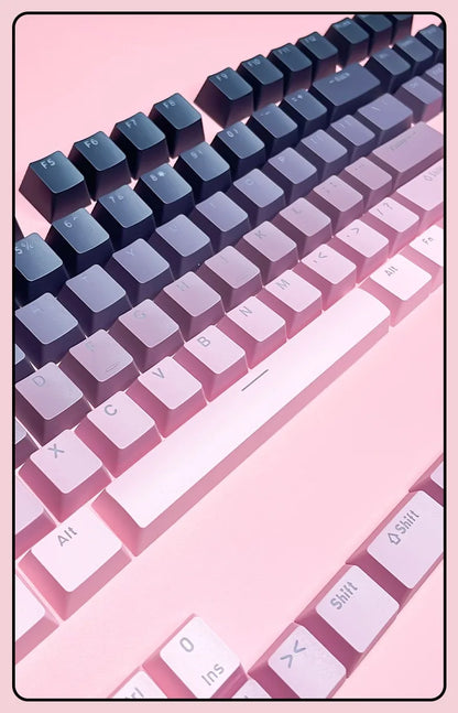 Teclas gamer RGB con retroiluminación degradada para teclado mecánico con interruptores MX, perfil OEM, PBT, blanco y azul, distribución ISO, teclas DIY
