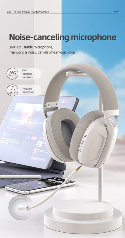 SMAILWOLF L80 Bluetooth wireless three-mode gaming headset, lightweight 185g plug-in microphone e-sports gaming headset
