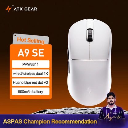 ATK Dragonfly A9 Ultra trådløs gamingmus PAW3950 ultralet tri-mode ergonomisk e-sports FPS-mus til gamere A9 SE Plus
