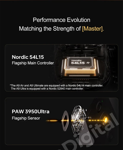 ATK Dragonfly A9 Ultimate brezžična gaming miška A9 Air PAW3950, ultralahka ergonomska e-športna miška za igričarje FPS CSGO A9 Ultra