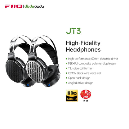 Cuffie over-ear cablate open-back FiiO JT3 con driver dinamico da 50mm HiFi e cavo rimovibile