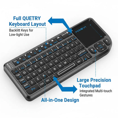 MRSVI Mini Tastiera Bluetooth A8 PLUS, tastiera wireless retroilluminata 2.4GHz con touchpad per Android TV Box, Mac, laptop, Windows