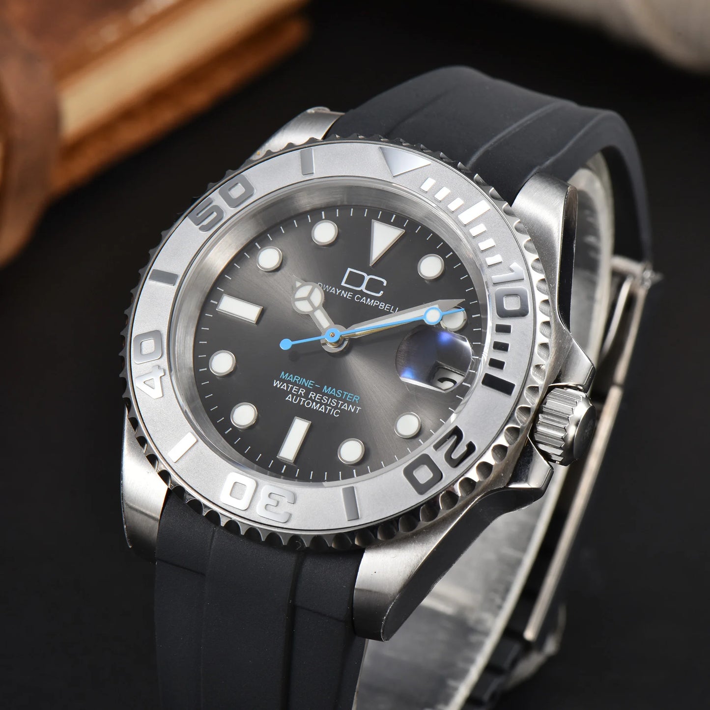 DWAYNE CAMPBELL NH35 Men's Mechanical Watch Waterproof Rubber Band Luminous Sapphire Glass Sport Watch