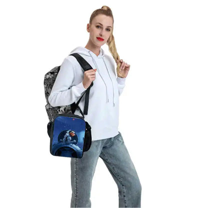 Lunch Bags for Children, Cartoon Fortnite School Picnic Bags for Girls and Boys, Kids Insulated Cooler Lunch Bags Portable Lightweight