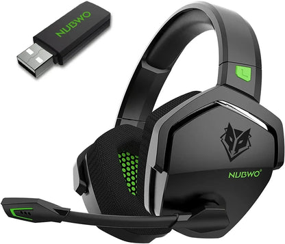NUBWO G06 Casque de jeu double sans fil avec microphone pour PS5, PS4, PC, mobile, Switch, casque de jeu Bluetooth 5.3 2,4 GHz