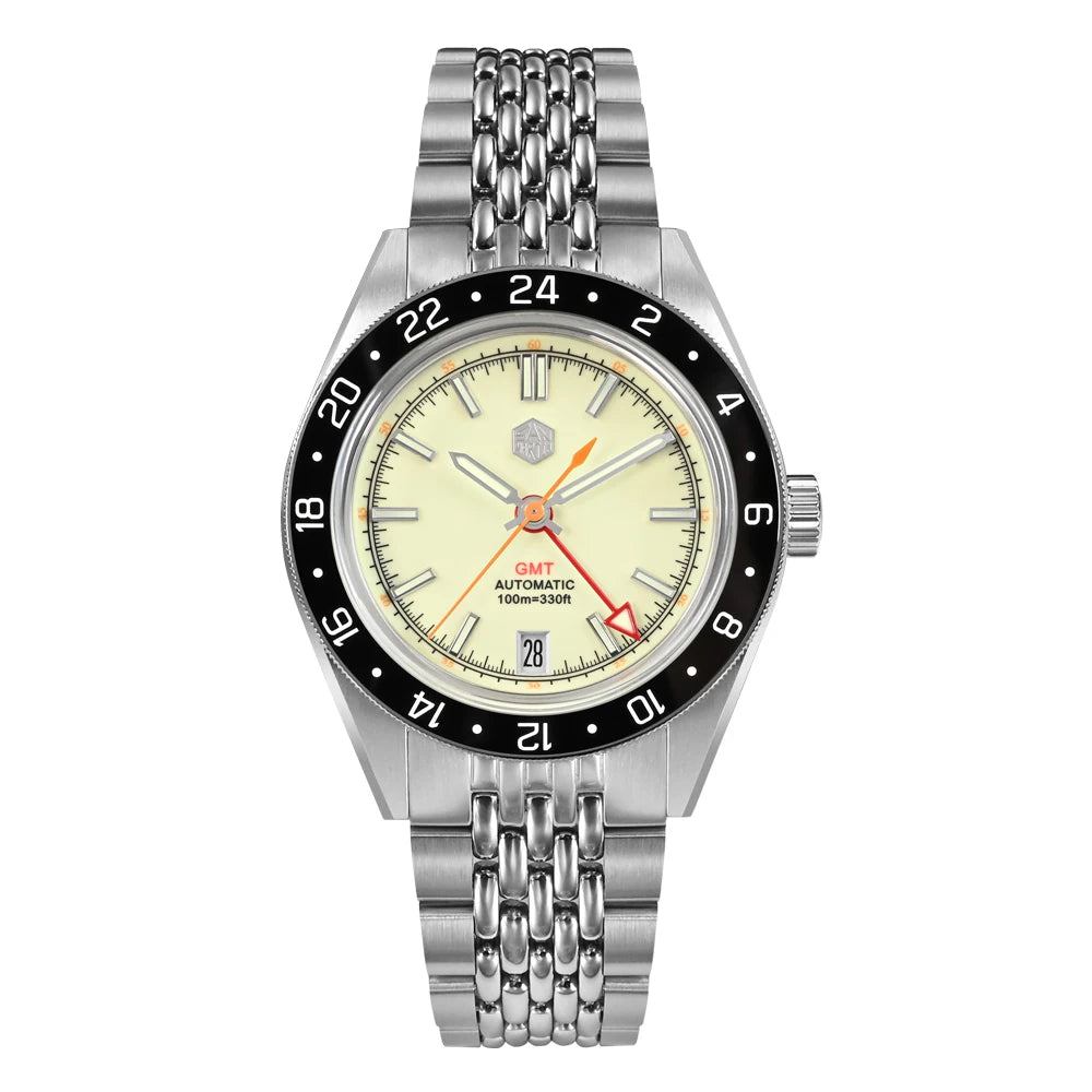 San Martin 39.5mm Limited Edition Full Lume Dial Automatic Mens Watch NH34 GMT 6H Date 10Bar Luxury Kol Saati SN0116W