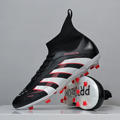 Nouvelles chaussures de football professionnelles pour hommes, crampons de football antidérapants TF/FG, baskets pour garçons, chaussures de sport confortables à la cheville, unisexes