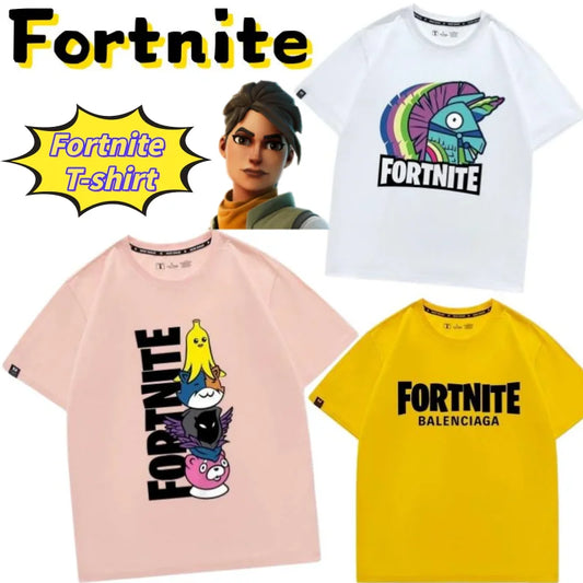 New Fortnite Short-Sleeved Creative High-Value Cartoon Cool Printed Men's and Women's Breathable Sweat-Absorbent T-Shirt