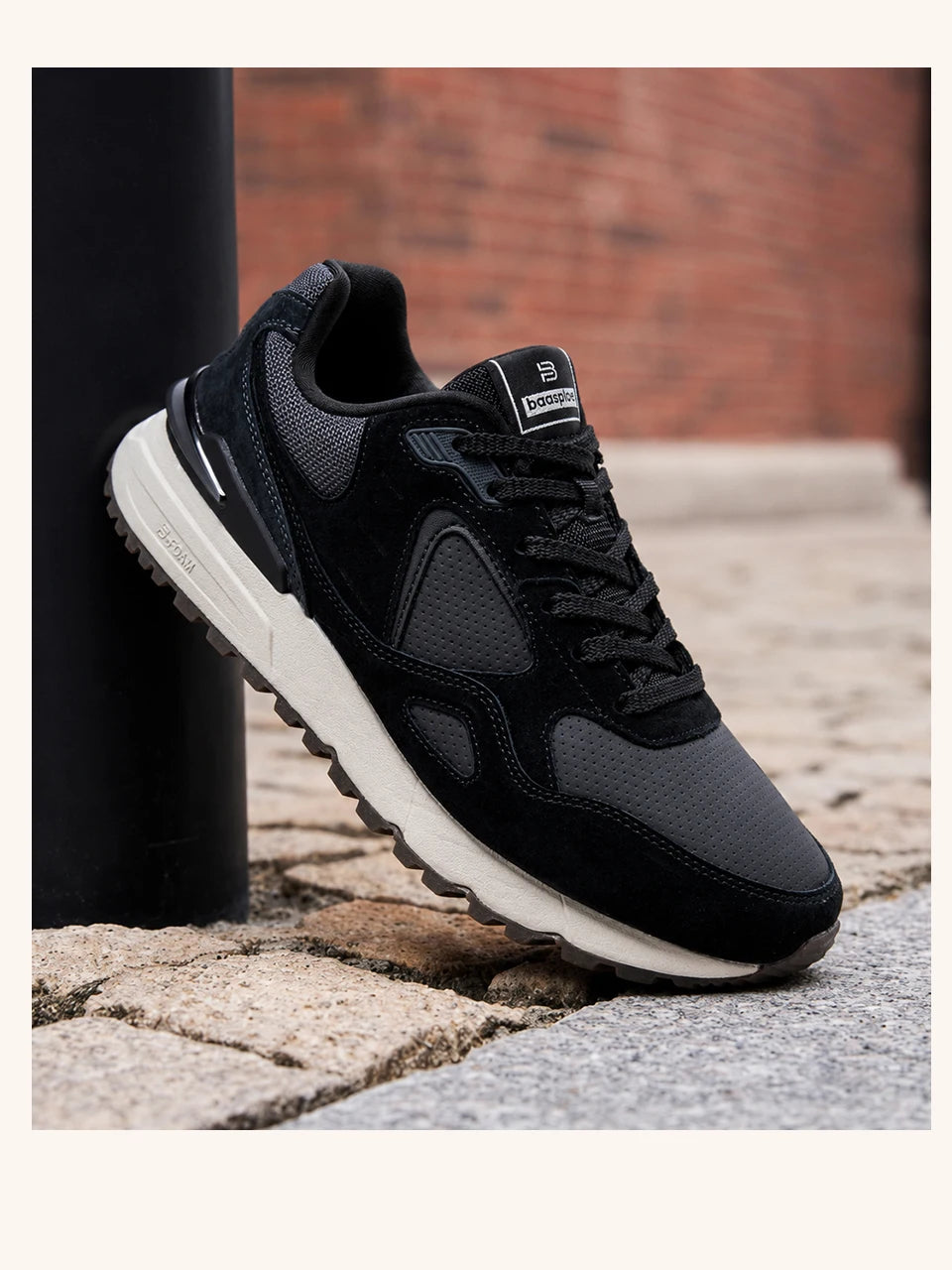 Baasploa Chaussures de marche décontractées pour hommes, baskets tendance en cuir, confortables pour le quotidien, chaussures de style de vie, chaussures de sport classiques