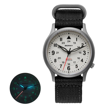 BERNY Titanium Watches for Men Super Luminous Sapphire Field Men's Watch Outdoor Quartz Wristwatch Lightweight 5ATM