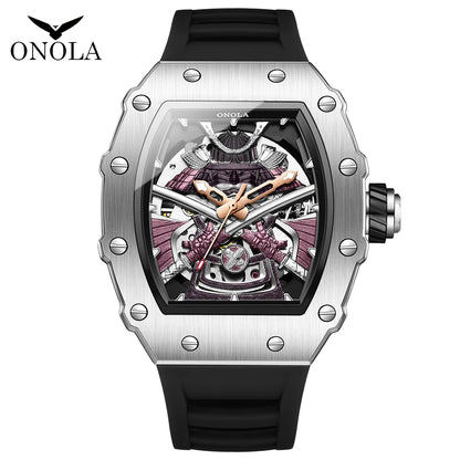 ONOLA Luxury Men's Automatic Mechanical Watch Waterproof Watch Luminous Barrel Shape Military Sports Wristwatch Men's Watch