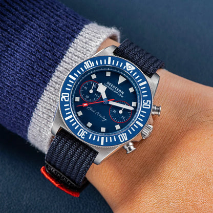 SEESTERN Chronograph Man of Watch Mechanical Tianjin ST1901 Movement Sapphire Wristwatches Nylon Sticker Strap Luminous Skeleton