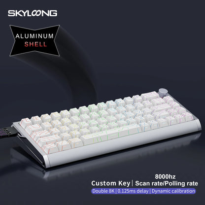 Teclado Magnético SKYLOONG GK61/GK68 HE com Caixa em Alumínio, 8000hz, RT0.01mm, Gatilho Rápido, Teclas PBT, Retroiluminação RGB, Teclado Gaming com Fio
