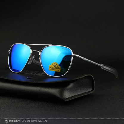RE Sunglasses Man American Army Military Aviation Pilot Sun Glasses Glass Lens Woman Luxury Brand Vintage Metal Titanium Frame