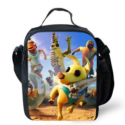 Lunch Bags for Children, Cartoon Fortnite School Picnic Bags for Girls and Boys, Kids Insulated Cooler Lunch Bags Portable Lightweight
