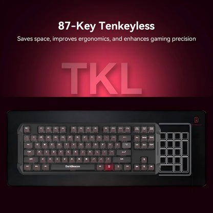 DarKBeacon RGB Teclado TKL Compacto de 87 Teclas USB com Fio, Hot-Swappable, Mecânico Silencioso, para Windows, Portátil, PC e Gaming