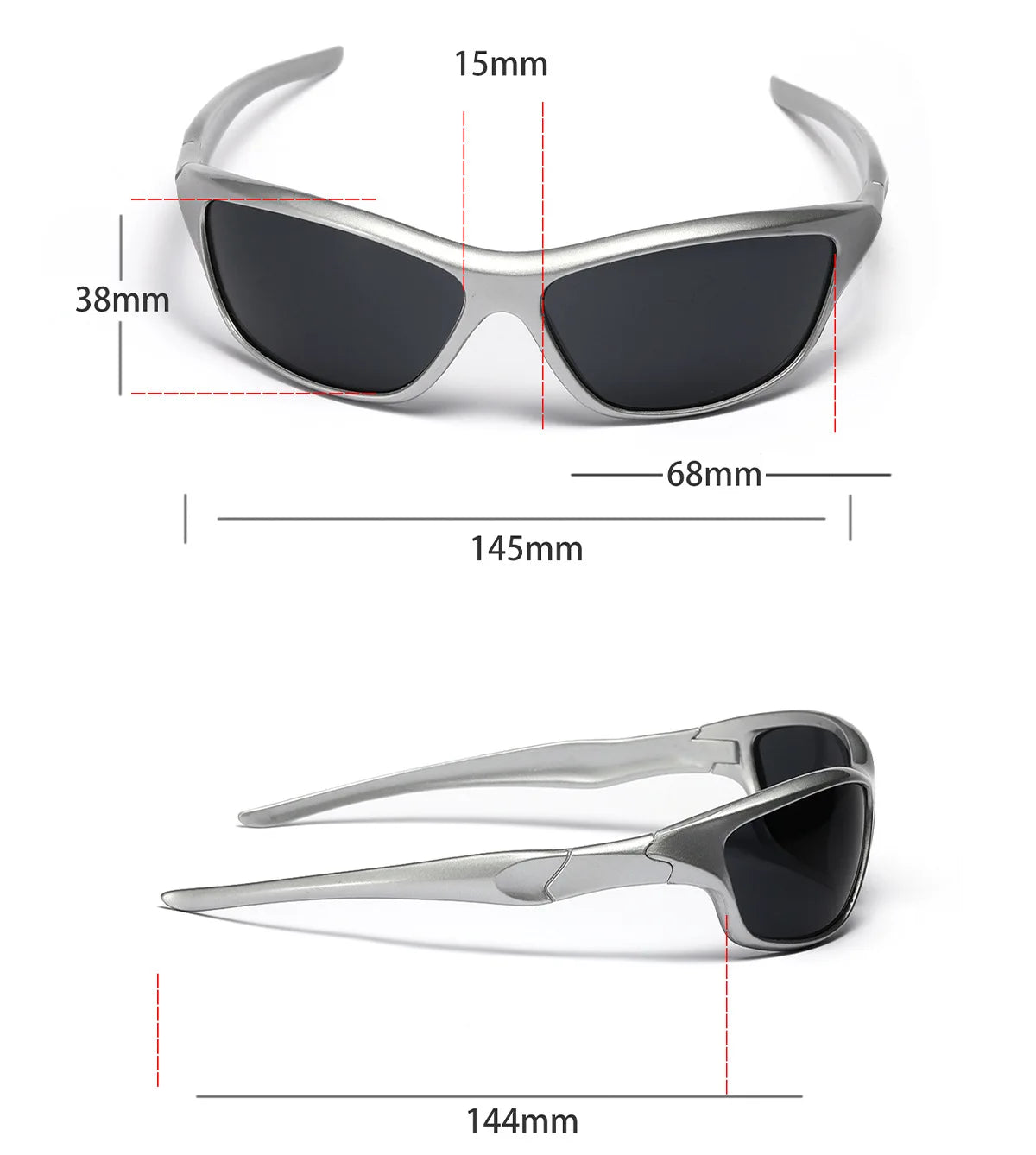 Men's Silver Y2K Sunglasses Outdoor Cycling Sports Sun Glasses Women Vintage Shades Trendy Punk Goggle Eyewear 2000S Aesthetic