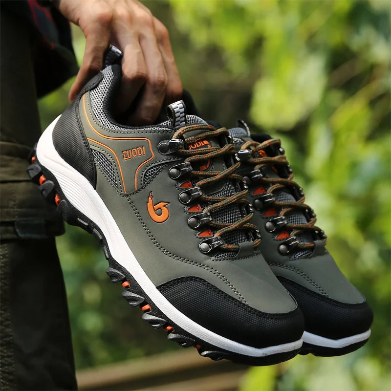 Sapatos casuais em pele para homem, ténis leves de caminhada para primavera, outono e inverno