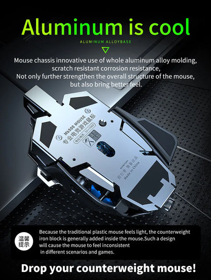 Mechanical Metal Gaming Mouse Wired Ergonomic RGB Backlit Game Mouse 12800 DPI Optical USB Mouse Computer Mouse For Desktop PC